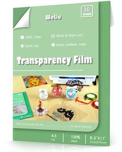 lot 25835 image: Transparency Film for Inkjet Printers 30 Sheets Transparency Paper Sheets for Overhead Projector 100% Clear 8.5 x 11 Inches - Retail $7