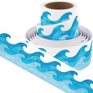 lot 25838 image: Ocean Waves Bulletin Board Border Blue Turquoise Bulletin Board Trim Paper Ocean Beach Classroom Decorations Back to School Chalkboard Whiteboard Decor 36 Feet - Retail $8