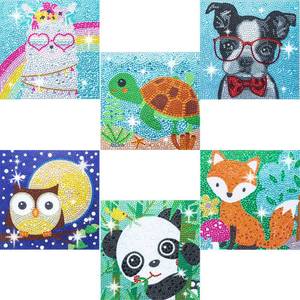 lot 25841 image: 6 Pack 5D Diamond Painting Kits for Kids Beginners, Full Drill Cute Animals Diamond Art Kits, DIY Big Gem Art for Children Ages 6-7-8-9-12, Home Wall Decor 6x6 Inch - Retail $16