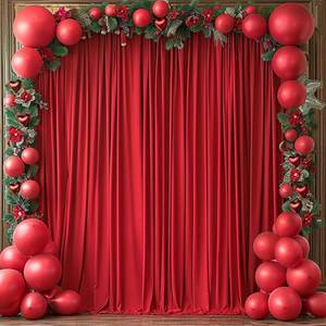 lot 25861 image: 10x7ft Wrinkle Free Red Backdrop Curtain for Parties Soft Fabric Drapes Wedding Curtain Backdrop for Birthday Party Decorations Background for Photography 5x7ft, 1 Panels - Retail $26