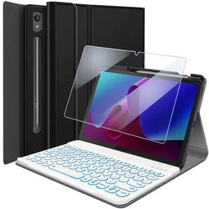 lot 25885 image: Backlit Keyboard Case for Lenovo Tab P11 Pro Gen 2 11.2 2022 (TB132FU) with Screen Protector, 7 Colors Light Detachable Wireless Keyboard Slim Stand Cover with Tempered Glass Screen Protector - Retail $37