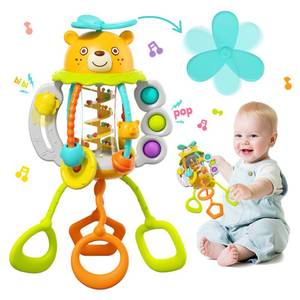 lot 25890 image: Montessori Toys for 1 Year Old Boys-Rattle Teething Baby Toys 0-6 & 6-12 Months, Silicone Pull String Sensory Toys for 1 Year Old Girl Gifts Christmas Stocking Stuffers - Retail $18