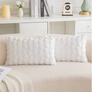 lot 25905 image: Set of 2 Heart Love Cute White Decorative Valentines Throw Pillow Covers 12x20, Soft Plush Faux Fur Pillow Covers for Couch Sofa Home Valentines Day Decoration - Retail $13