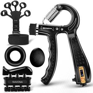 lot 25906 image: 5 PCS Grip Strength Trainer Kit, Hand Gripper Strengthener, Forearm Strengthener, Finger Strengthener, Finger Exerciser, Stress Relief Ball, Forearm Workout Ring for Muscle Building and Injury Recovery - Retail $10