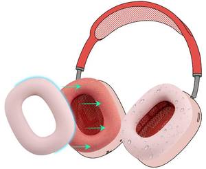 lot 25917 image: Sweat Proof Silicone Ear Cover for AirPods Max, Comfortable Fit for Gym Exercise, Easy to Clean, No Sound Quality Loss - Pink - Retail $10