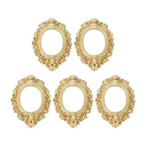 lot 25922 image: 5pcs Vintage Resin Picture Frames, Mini Tiny Photo Frame Rectangle Jewelry Display Prop for DIY Table Top Photography Wedding Decor, Gold, 0.9 x 0.8 - Retail $7