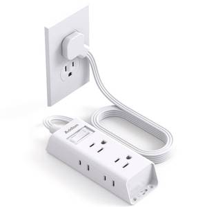 lot 25925 image: Flat Plug Power Strip, 5 ft Ultra Flat Extension Cord with 6 Outlets Extender, No Surge Protector for Cruise Ship, Travel, Dorm, Home Office, ETL Listed - Retail $8