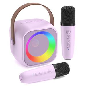 lot 25926 image: Karaoke Machine for Kids, Toys for 3-12 Years Old Girls Gifts, Kids Karaoke Microphone Machine Toy, Best Fun Christmas Birthday Gifts for 5 6 7 8 9 10 11 Years Teens Girl Boys Purple 2 Mic - Retail $23