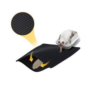lot 25935 image: Cat Litter Mat, Litter Box Mat, Large Double Layer Waterproof Proof Trapping mat, Non-Slip Design, Kitty Litter Rug, Cat Supplies, Easy to Clean, 24x14.9 Inch, Black - Retail $10