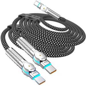 lot 25939 image: USB C to USB C Cable 6.6ft,240W 2-Pack Braided 180°Rotating Type C Charging Cable Fast Charge - Retail $23