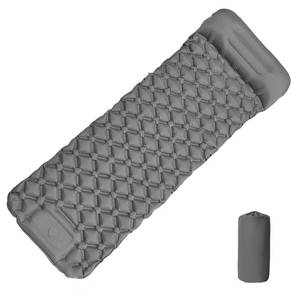 Ultra-Light Inflatable Sleeping Pad with Built-in Pillow & Foot Pump for Camping, Hiking & Backpacking Single Pad with Side Buttons for Double Conversion (1, Gray) - Retail: $20