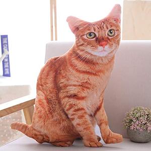lot 25949 image: 19.6 Cat Throw Pillow - Plushie Cushion Doll 3D Simulation Cat Plush Stuffed Animal Cushion Pillow Toy for Kids, Sofa Chair Home Decor (Orange) - Retail $15