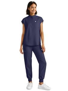 lot 25950 image: Scrubs for Women Set - Stretch Medical Uniform Scrubs - Slim Fit Top & Cargo Pant Scrubs Set with 11 Pockets for Nurse Esthetician Workwear - (Navy BlueXL) - Retail $40