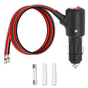 lot 25951 image: 12V Cigarette Lighter Plug with On Off Switch, 2FT 16AWG Heavy Duty 15A Car Cigarette Lighter Replacement Male to Bare Wire with Leads & LED, for Car Cooler, Cb Radio, Air Compressor - Retail $7