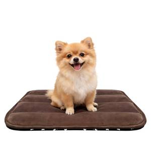 lot 25956 image: Dog Bed Mat, Reversible Dog Crate Pad with Washable Kennel Mat and Soft Foam, Flat Pet Bed for Dogs & Cats, for Crates Carriers & Travel (Dark Brown, 23 L14 W1.5 Th) - Retail $12