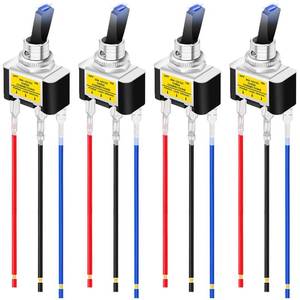lot 25960 image: 4Pcs Lighted Toggle Switch DC 12V 30A,SPST 3 Pin On Off Blue LED Switch for Auto Car Boat RV with Locked Terminal Wires - Retail $10