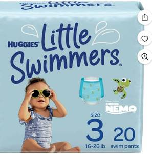 lot 25963 image: Huggies Little Swimmers Swim Diapers, Size 3, 20 Ct (2 Pack). - Retail $24