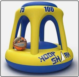lot 25964 image: Hoop Shark Swimming Pool Basketball Hoop Set Inflatable Hoop Ball - Retail $50