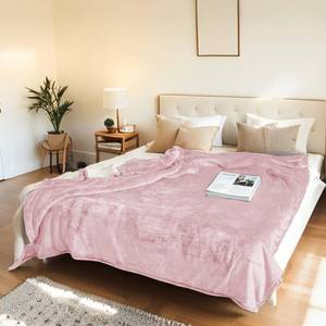 lot 26001 image: Electric Heated Blanket Twin Size 62x84 - Flannel & Sherpa Fabric Dual-Sided, 6 Heat Settings & 10 Hours Auto Off, Soft & Cozy Warming Throw for Home, Office, or Bed, Machine Washable, Light Pink - Retail $44