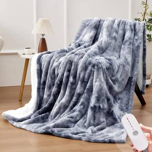 lot 26018 image: Electric Heated Throw Blanket 50x60 - Soft Thick Faux Fur Heating Blanket with 5 Heat Levels & Auto-Off 3 Hrs, Fluffy Flannel Warm Blankets for Winter Couch Bed, ETL Certification, Grey - Retail $27
