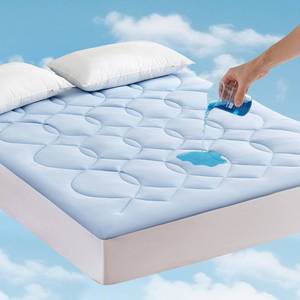 lot 26019 image: Queen Size Cooling Mattress Pad Waterproof Mattress Topper for Hot Sleepers - Soft Breathable Mattress Cover with 8-21 Deep Pocket (60�80,Blue) - Retail $20