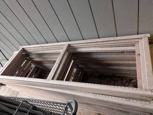 lot 839 image: One side of a Lundia Wood shelf 7 feet tall by 24 inches deep
