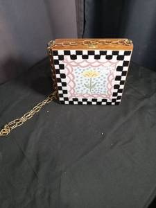 lot 2805 image: Handcrafted Cigar Box Purse with Dog Design