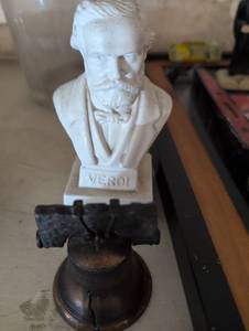 lot 1533 image: Giuseppe Verdi Marble Bust with Bronze Bell