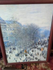 lot 1538 image: Claude Monet Boulevard Print in Brown Frame
