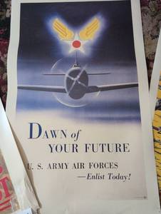 lot 1598 image: 1940s US Army Air Forces Recruitment Poster
