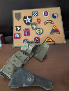 lot 1603 image: WWII US Army Patch Collection with M1916 Holster