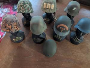 lot 1611 image: WWII Military Helmet Collection Display Set