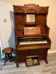 This piece will pick up at a separate location~ Victorian Era Pump Organ with Carved Details and bench ~ this stunning piece has been a multi generational treasure. You do not want to miss this opportunity!!!