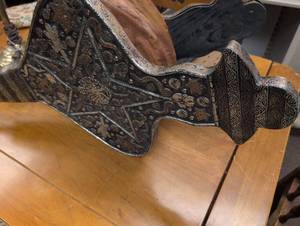 lot 308 image: Bellows Leather Torah Case with Silver Decorations