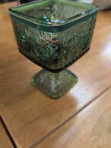 lot 312 image: Green Glass Pedestal Box with Marble Collection