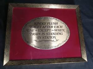 Pullman Train Bathroom Sign from 1928