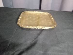 lot 2875 image: Floral Embossed Brass Serving Tray