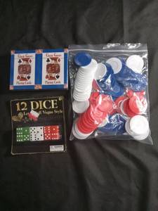 lot 2822 image: Casino Gaming Set with Cards, Chips and Dice