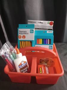 lot 2829 image: School Supply Bundle with Storage Caddy
