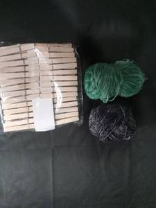 lot 2838 image: Crafting Bundle - Wooden Clothespins and Yarn Set