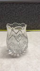 lot 1041 image: Cut Glass Vase with Geometric Pattern - Manganese Glow