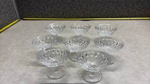 lot 1044 image: American Whitehall Glass Champagne Coupes - Set of 8. (Manganese Glow)