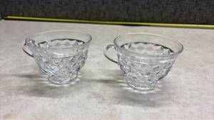 lot 1046 image: 2 American Fostoria Glass Tea Cups Set - Manganese Glow