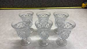 lot 1048 image: Fostoria American Clear Glass Goblets - Set of 6 (Manganese Glow)