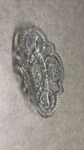 lot 1050 image: Crystal Cut Glass Relish Dish. (Manganese Glow)