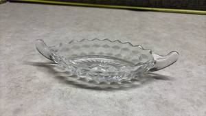 lot 1051 image: Crystal Clear Glass Leaf Dish - Manganese Glow