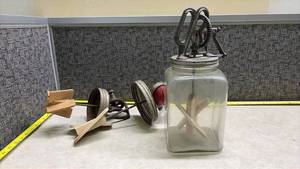 lot 1053 image: Hand Crank Butter Churn - 3 pieces
