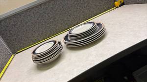 lot 1058 image: Newcor Satellite Cobalt Stoneware Plate Set - plate setting of 4