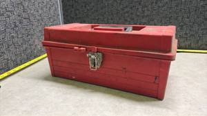 lot 1068 image: Red Plastic Toolbox with Latch
