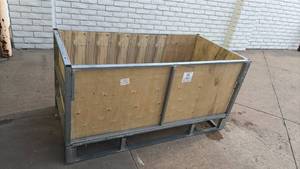Industrial Metal Framed Wooden Sides Shipping/Storage Crate 70" x 35.5" x 30"